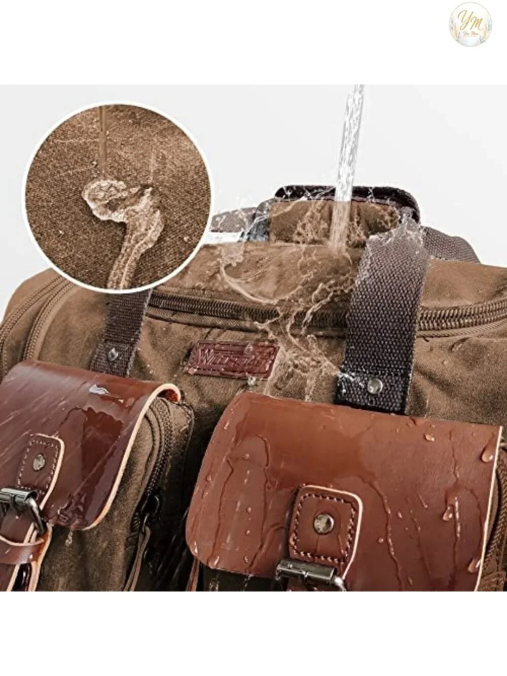 Vintage Waxed Canvas Duffle Bag 50L Weekender Overnight Travel Carry-on